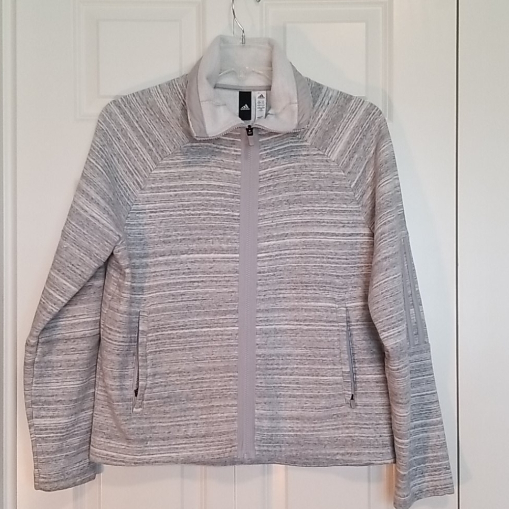 Adidas gray full zip long sleeve sweatshirt jacket SZ XL